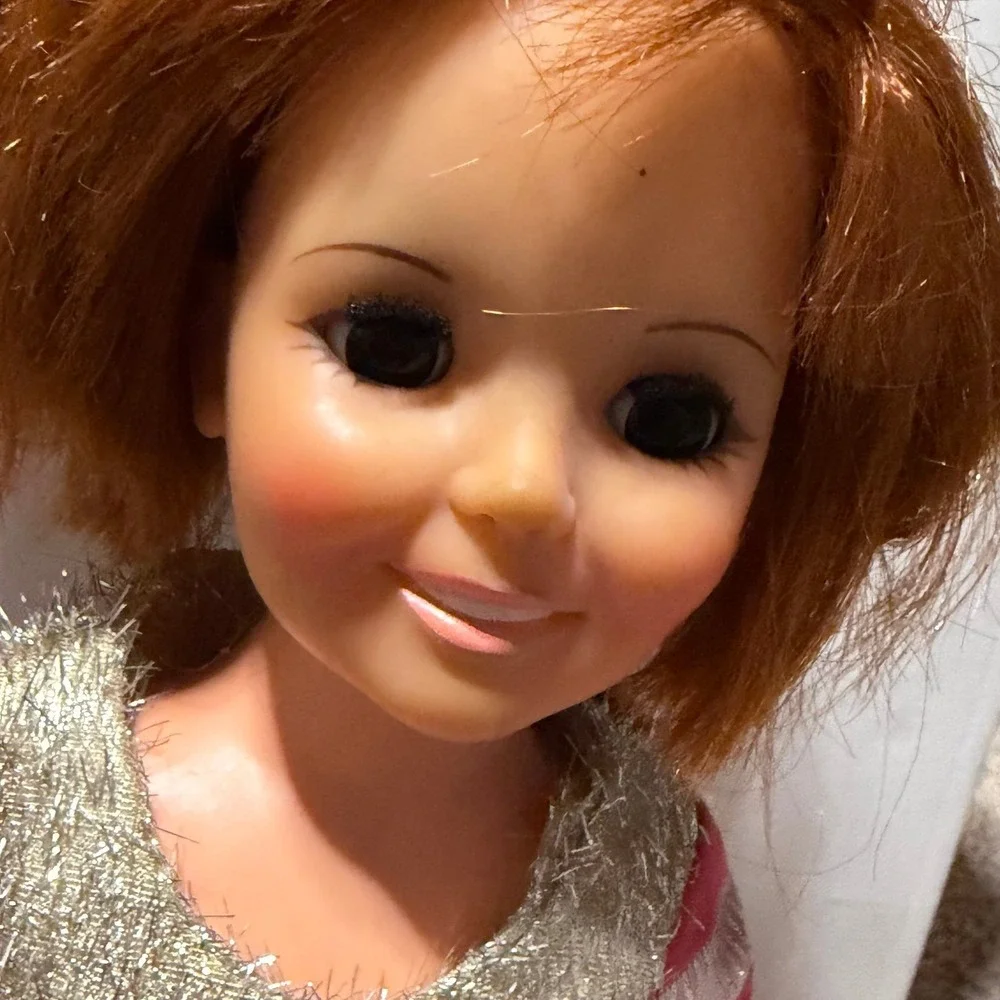 Vintage Ideal Crissy Family Velvet Doll Red Hair Pink Silver Dress 18" - Picture 5 of 7